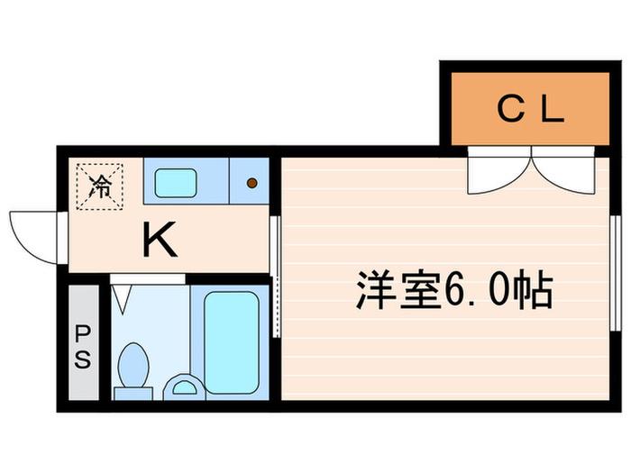 地下鉄烏丸線 五条駅(京都市営) 徒歩4分 4階建 築45年(1K/4階)の間取り写真