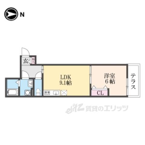 太平寺共同(1LDK/2階)の間取り写真