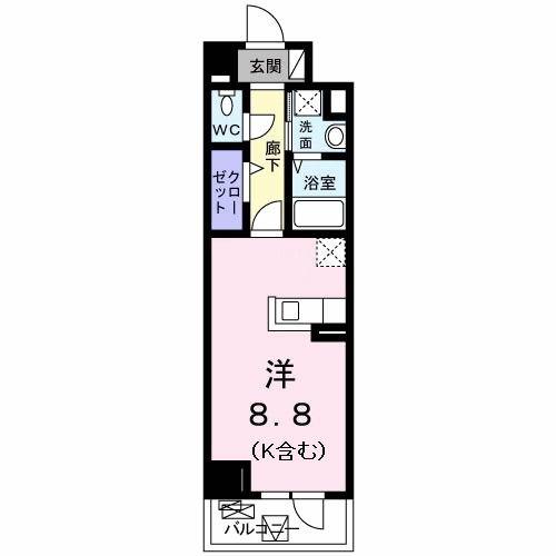 多摩都市モノレール 甲州街道駅 徒歩6分 5階建 築10年(ワンルーム/3階)の間取り写真