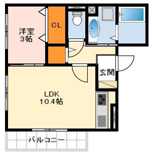 ラメゾンピック和泉中央(1LDK/2階)の間取り写真