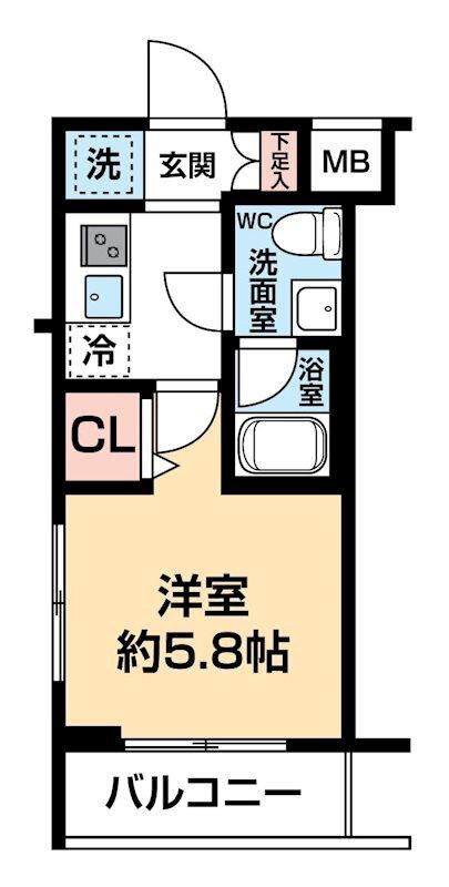 ARCOBALENO KAWASAKI ウエスト(ワンルーム/3階)の間取り写真