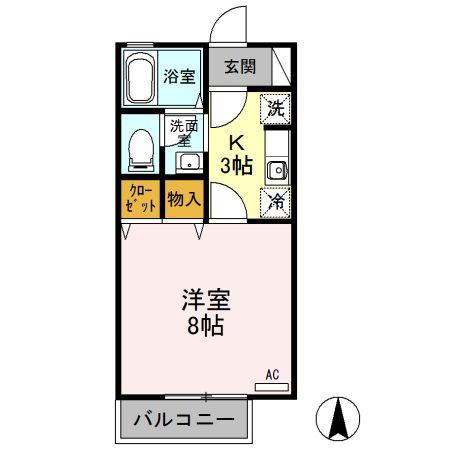 パラーシオ近藤 B(1K/1階)の間取り写真