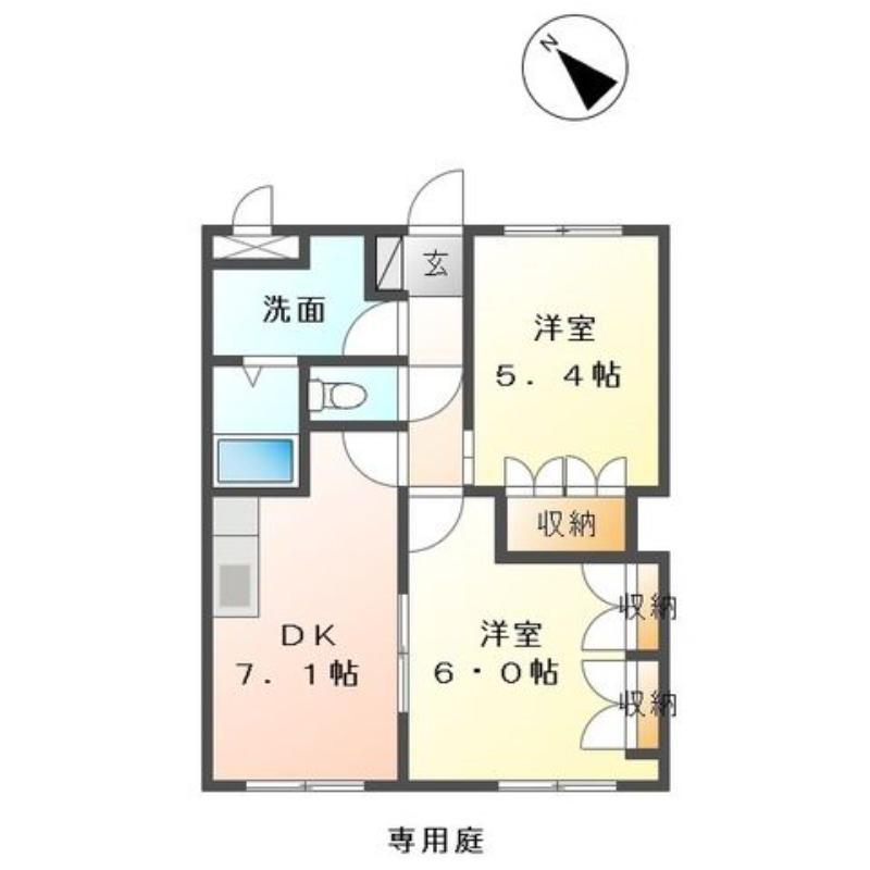 ガーデンヒルズNAKAYAMA弐番館(2DK/1階)の間取り写真