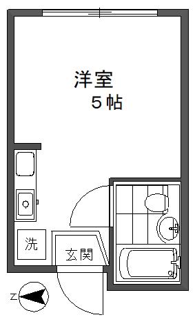 クレスト二葉(ワンルーム/3階)の間取り写真