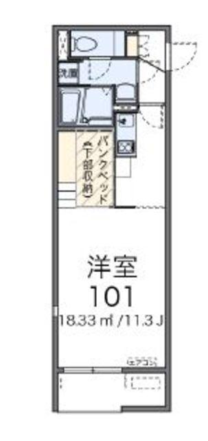 ミランダサンテラスF(ワンルーム/2階)の間取り写真