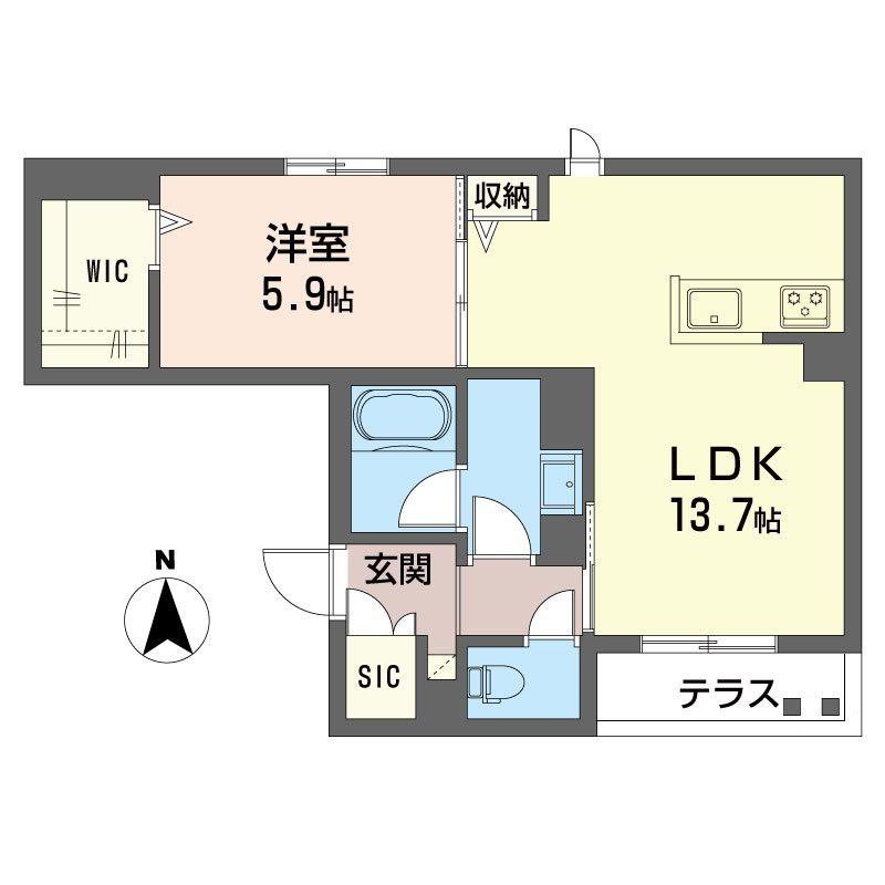 フェリーチェ 世田谷(1LDK/1階)の間取り写真