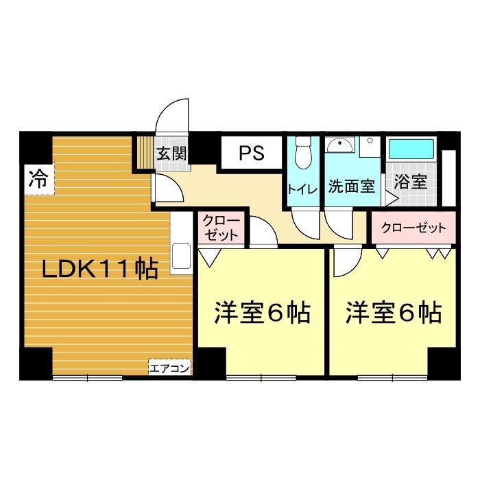 ハピネス唐戸(2LDK/5階)の間取り写真
