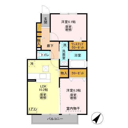 リバーサイドヒル373(2LDK/1階)の間取り写真