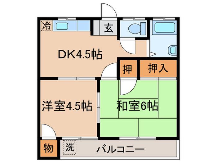 島崎荘(2DK/2階)の間取り写真