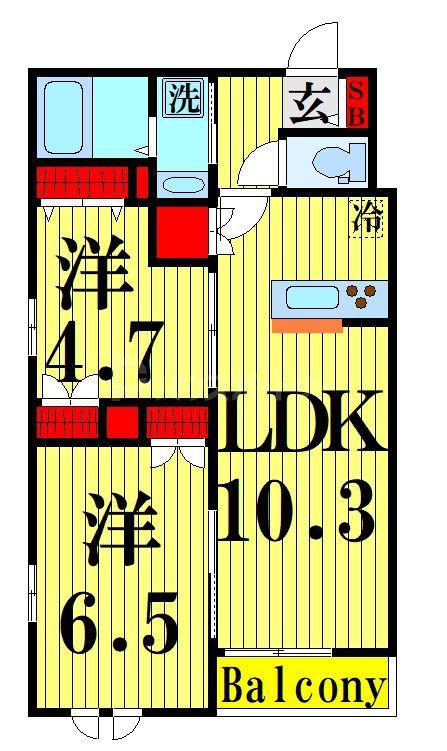 レ セレニタII(2LDK/3階)の間取り写真
