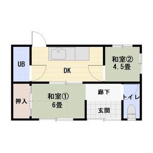 名鉄小牧線 春日井駅(名鉄) 徒歩33分 1階建 築58年(2DK/1階)の間取り写真