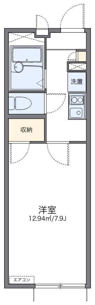 レオパレス富田林西(1K/1階)の間取り写真