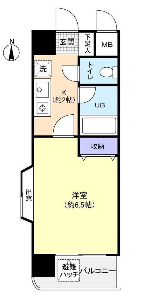 プライム出島(1K/6階)の間取り写真