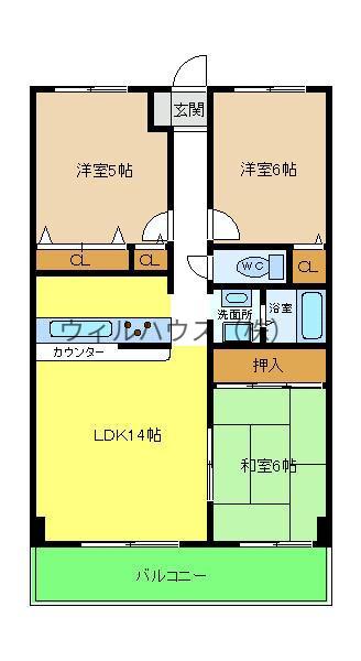 YFヒルズ宮山(3LDK/2階)の間取り写真