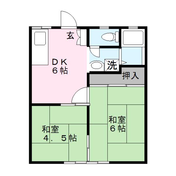 アビタシオン安芸(2DK/2階)の間取り写真