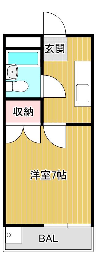 アサヒハイツ(1K/2階)の間取り写真