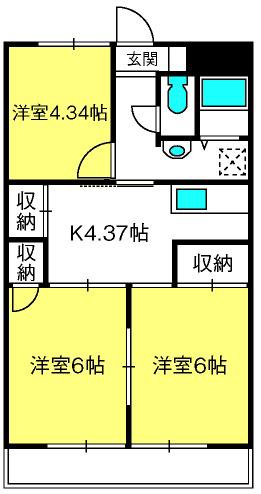東町グリーンビラ(3K/3階)の間取り写真