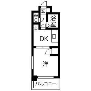 MSR京橋(1DK/2階)の間取り写真