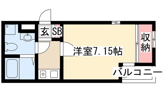 アムール青柳(1K/1階)の間取り写真