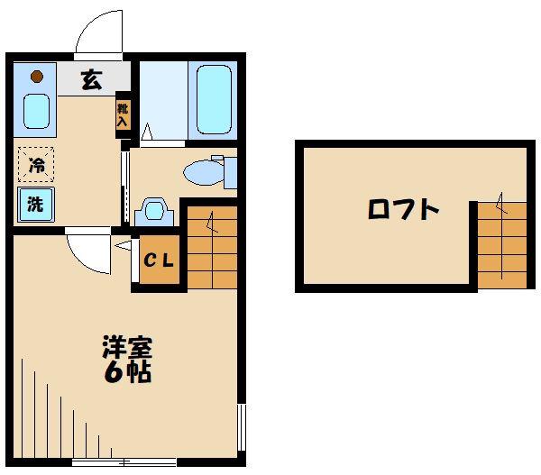 ライブリー元橋本(1K/2階)の間取り写真
