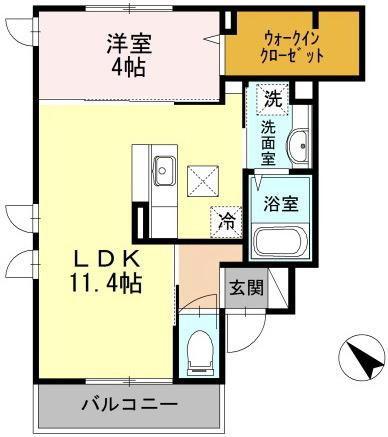 ヴィラ昇美(1LDK/1階)の間取り写真