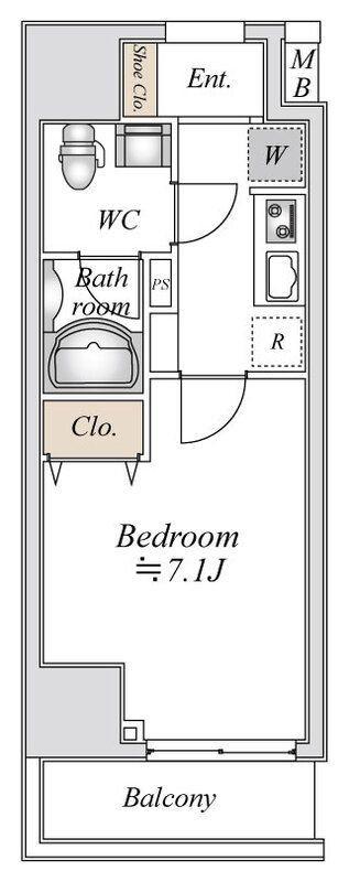 BANDOUBASHI RENTAL APARTMENT(1K/9階)の間取り写真