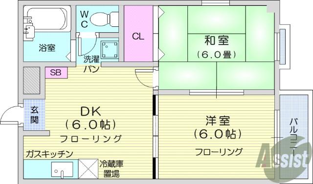 エルディムサトウ(2DK/2階)の間取り写真