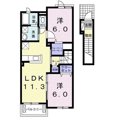 ゼファー(2LDK/2階)の間取り写真