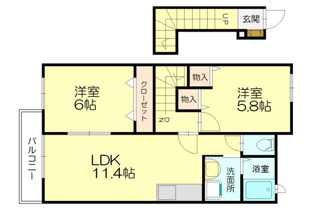 メゾンド・サン I(2LDK/2階)の間取り写真
