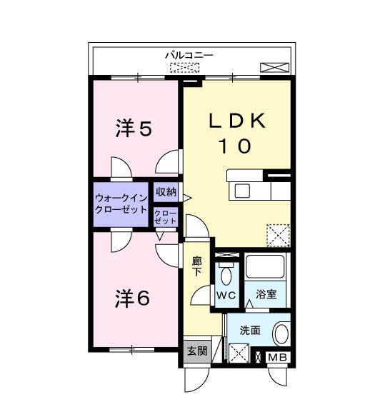 エトワール桃山II(2LDK/2階)の間取り写真
