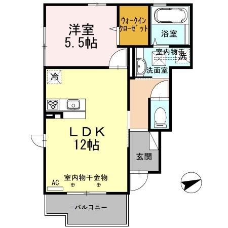 フローレスト(1LDK/1階)の間取り写真