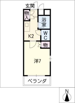ウエスト POINT(1K/2階)の間取り写真