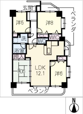 ビューパレス新那加駅前(4LDK/6階)の間取り写真