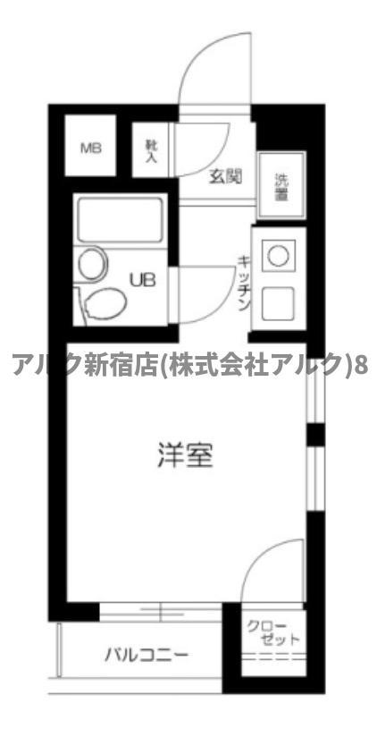 スカイコート阿佐ヶ谷第3(ワンルーム/2階)の間取り写真