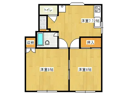 シティラグーンB棟(2DK/1階)の間取り写真