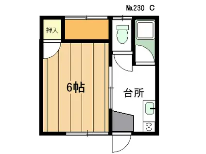 上浜ハイツ(1K/2階)の間取り写真