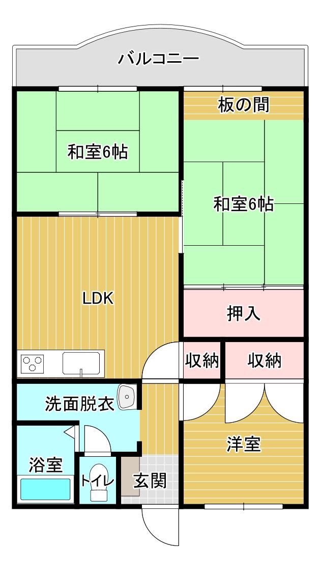 第1江藤ビル(3LDK/2階)の間取り写真