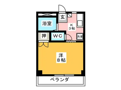 シャトルI(1K/4階)の間取り写真