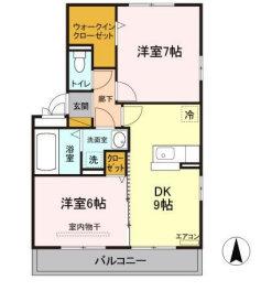 フェアリーテイル(2DK/1階)の間取り写真