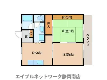 カーサ芝I(2DK/4階)の間取り写真