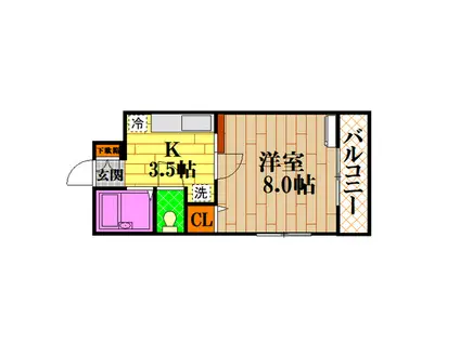 グラース中島壱番館(1K/1階)の間取り写真