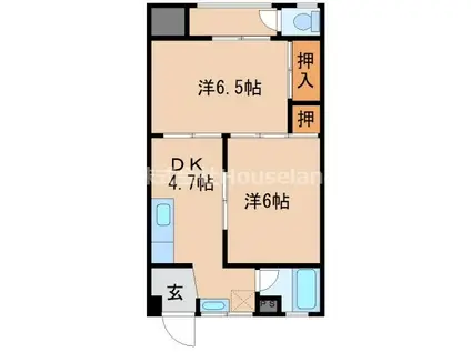 サンコート津秦(2DK/1階)の間取り写真