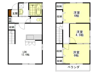 ROSEHEART(3LDK/1階)の間取り写真