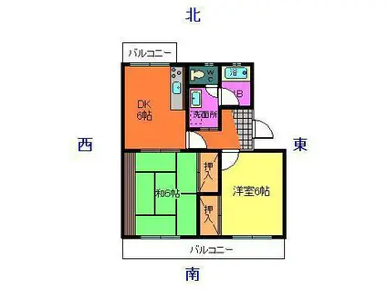 メゾンイナバ(2DK/2階)の間取り写真