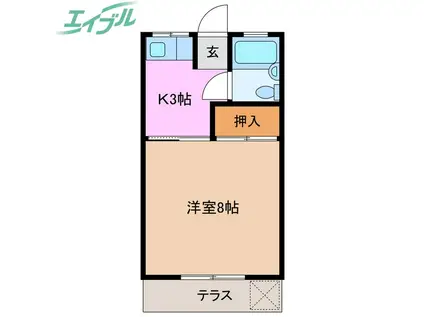 シャトルサンライズ(1K/1階)の間取り写真