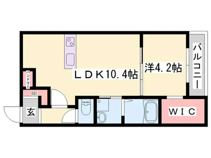 NETーK三木(1LDK/1階)の間取り写真