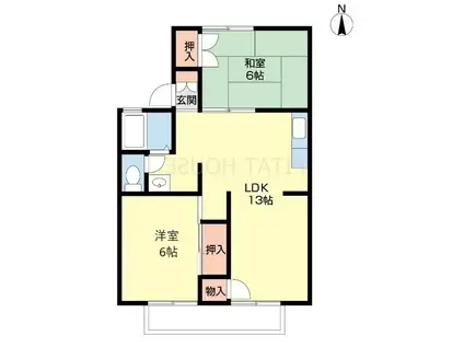 パレーシャル有家(2LDK/1階)の間取り写真