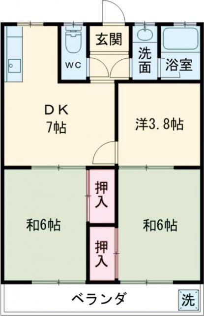 南根ハイツ(3DK/1階)の間取り写真