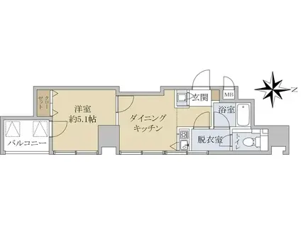 ロイヤル内本町(1DK/4階)の間取り写真