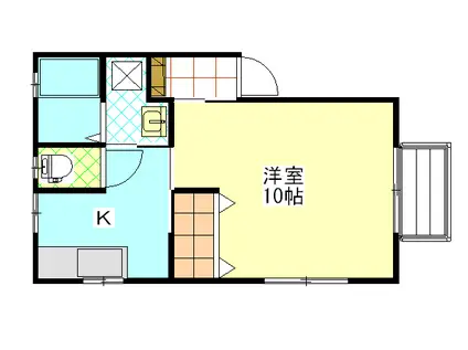 オムドゥ・ボヌールIII(1K/1階)の間取り写真